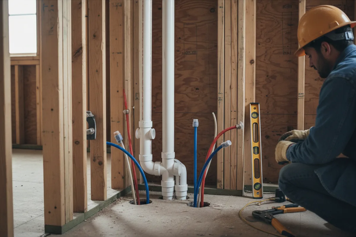 Drain and supply rough-in during Drain Cleaning in Honeydew