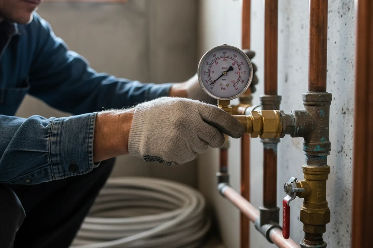 Pressure testing a repaired line during Water Line Repair in Honeydew